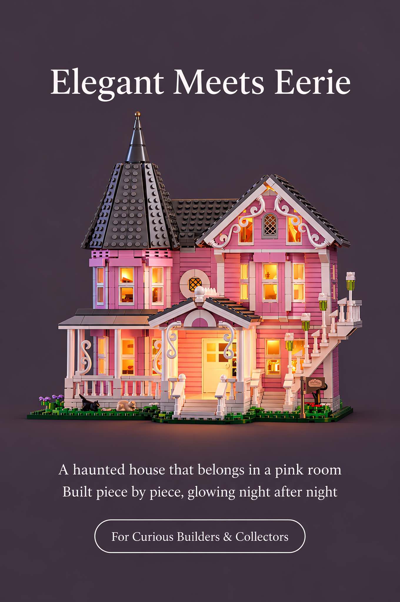 Pink Palace Haunted House Building Set with Lights 