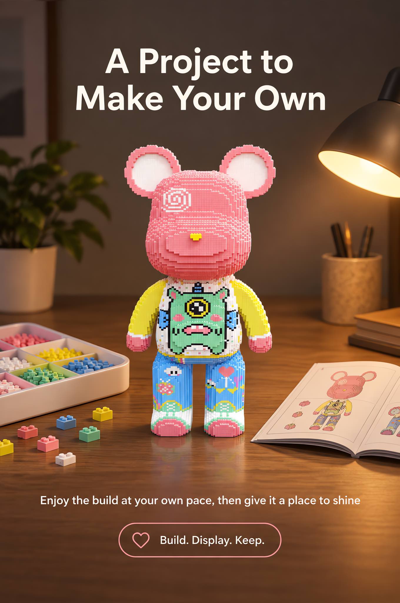 Giant 31-Inch Princess Bear Building Blocks | 18,650+ Pieces