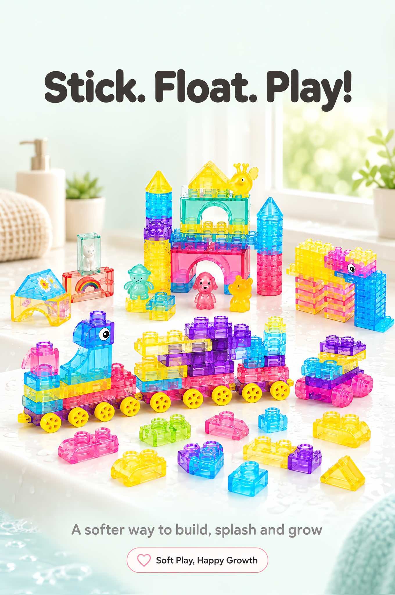 Soft Jelly Bath Building Blocks for Toddlers | Sensory Toy