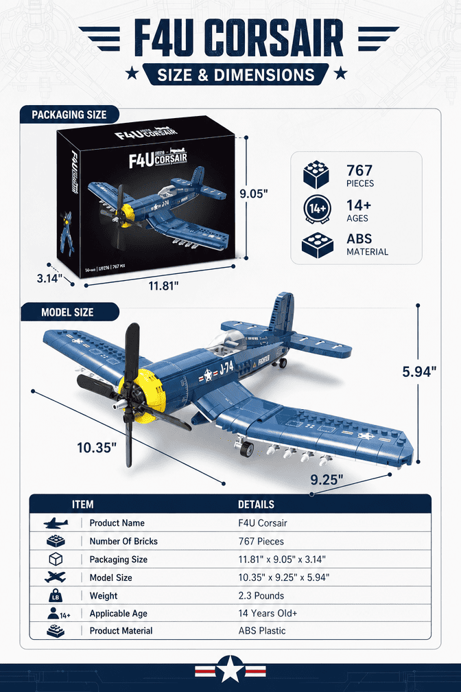 F4U Corsair Bausatz | 767-teiliger WW2-Kampfjet