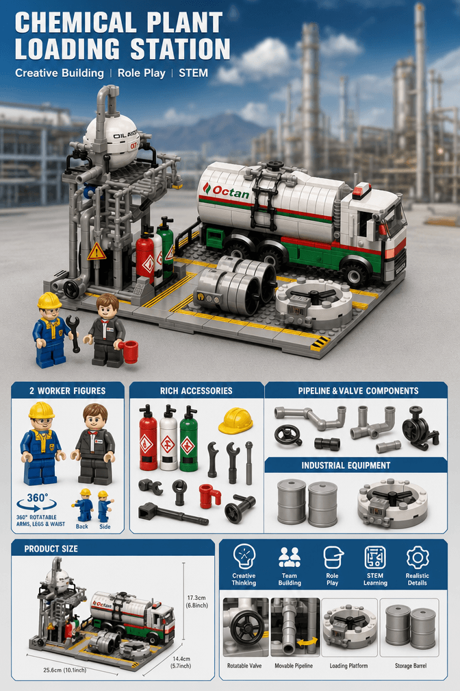 Chemical Loading Station Building Set | 719-Piece City MOC