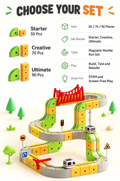 Magnetic Marble Run Building Set for Kids