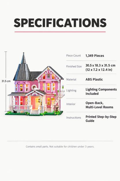 Pink Palace Haunted House Building Set with Lights 