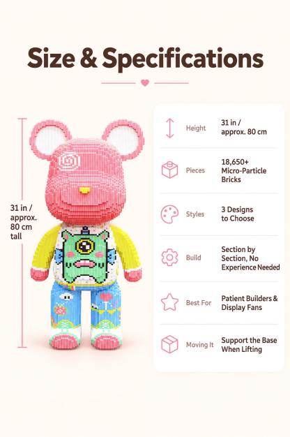 Giant 31-Inch Princess Bear Building Blocks | 18,650+ Pieces