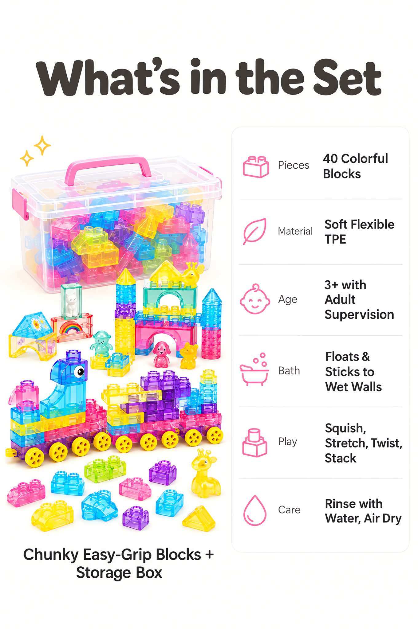 Soft Jelly Bath Building Blocks for Toddlers | Sensory Toy