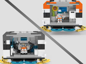 Spaceship building set living cabin with medical station and kitchen details