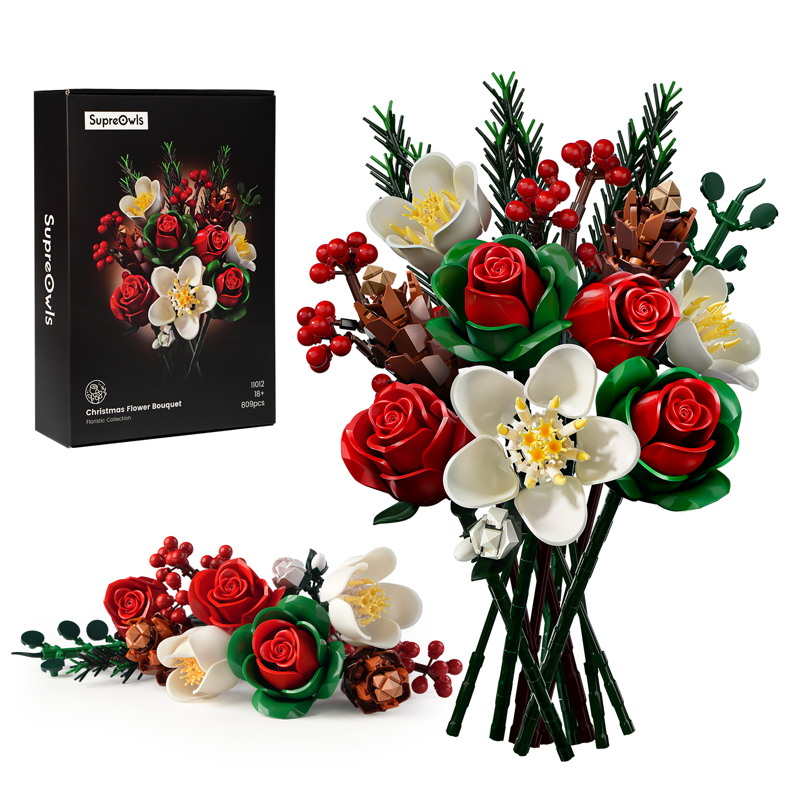 Rose Brick Bouquet Building Block Set for Home Decor