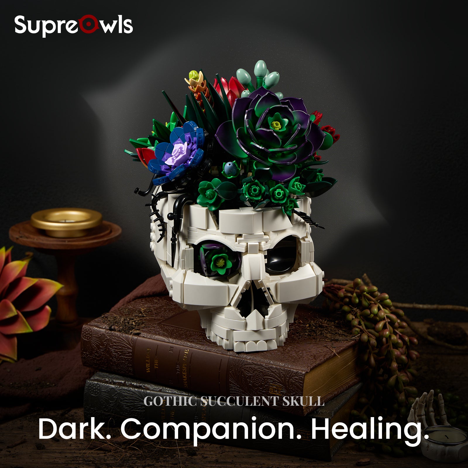 Gothic Skull Succulent Bouquet Building Block Set