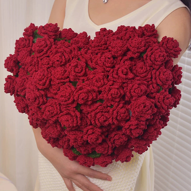 Valentines Day Day Gift,Gifts for Girlfriend,Teachers,Friends,Handmade Crochet Rose Blanket,Soft Sofa and Bedroom Blanket