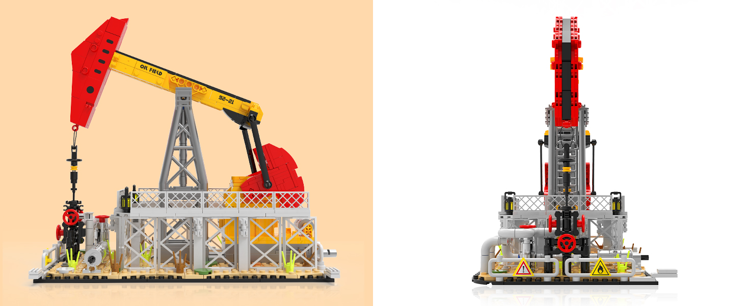oil pump jack model displayed as industrial office desk decor and building block gift