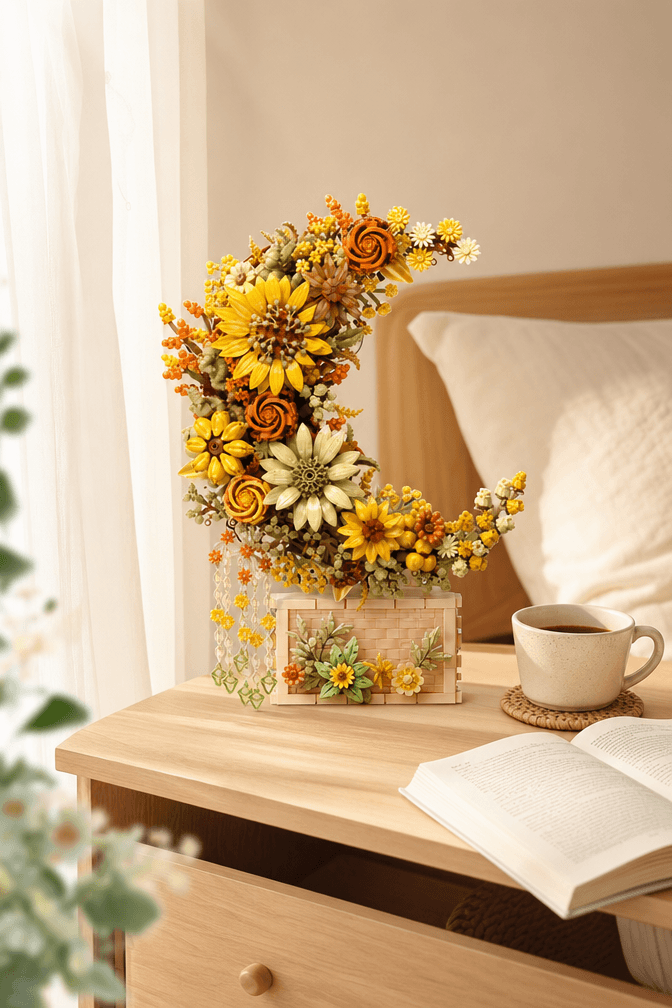 Gold Flower Building Set – Golden Moonflower Wall Decor