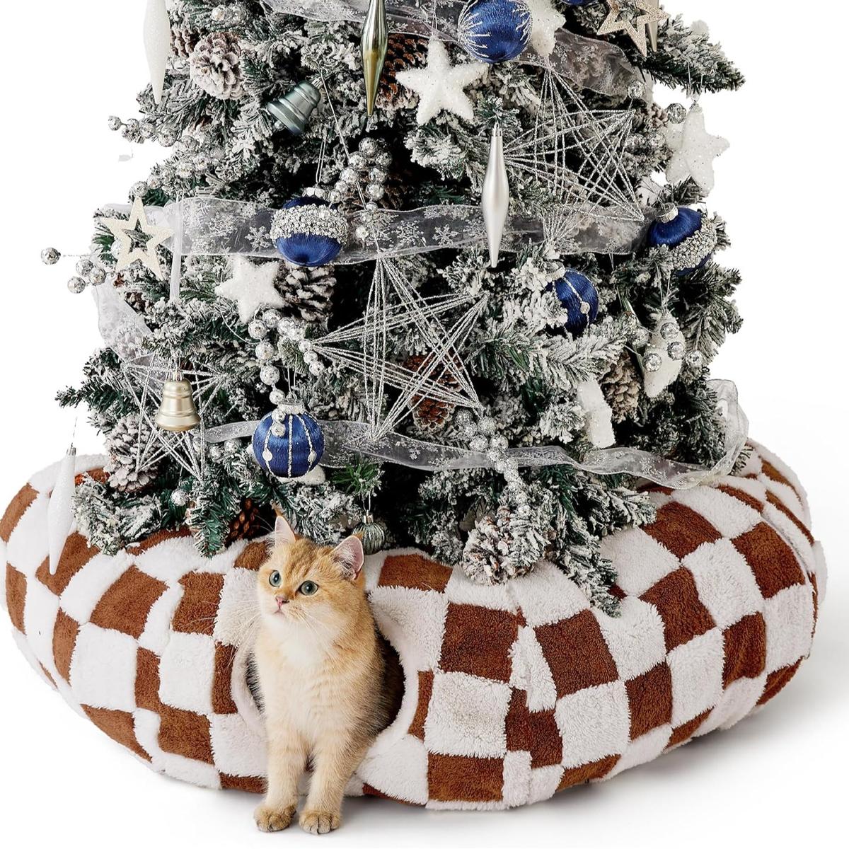 Cozy Washable Cat Tunnel Bed with Cushion - Foldable Pet Play & Sleep Cave-北京欧布科技有限公司