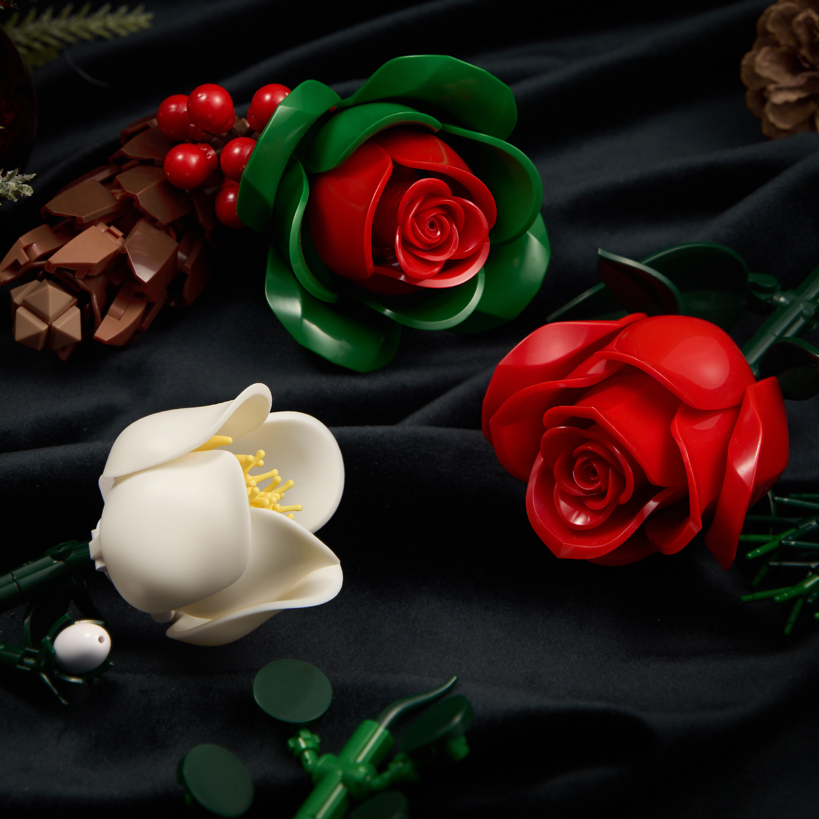 Rose Brick Bouquet Building Block Set for Home Decor