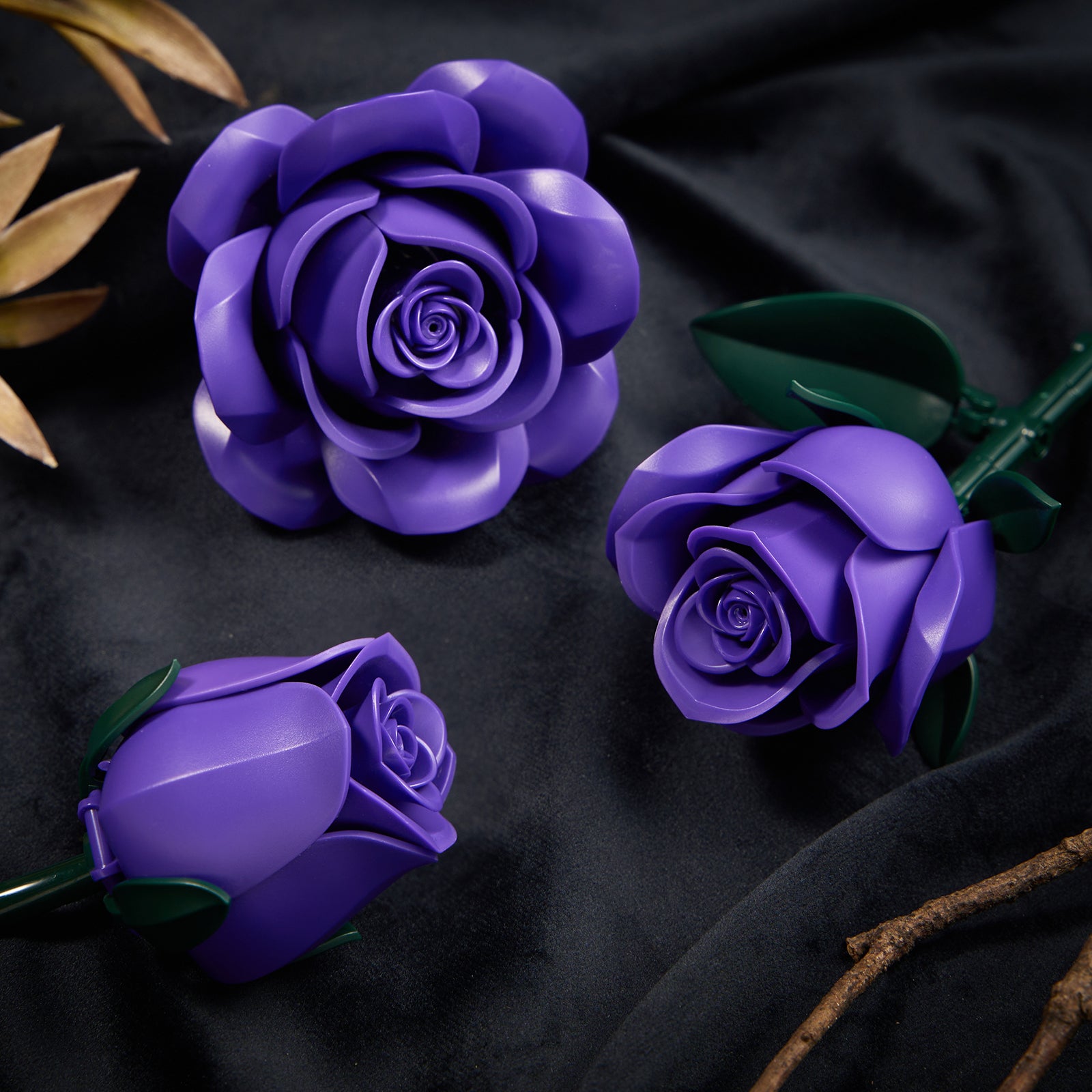 Pure Purple Roses Bouquet Building Block Set