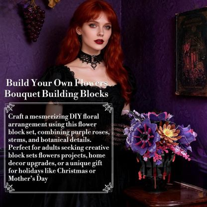 Elegant Purple Botanical Bouquet Building Set | Lavender Bricks-wonderminiworld