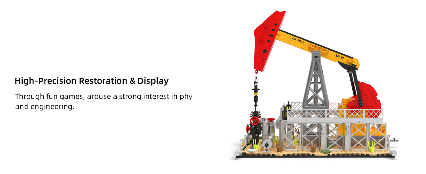 Oil pump jack building set size and packaging information for petroleum engineering model kit
