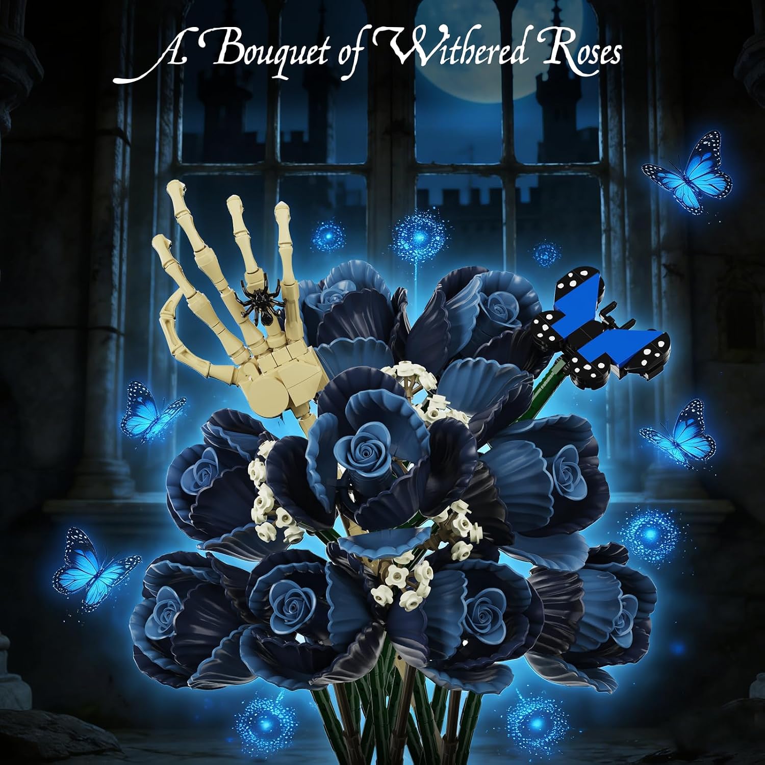 Gothic Blue Rose Bouquet Building Set