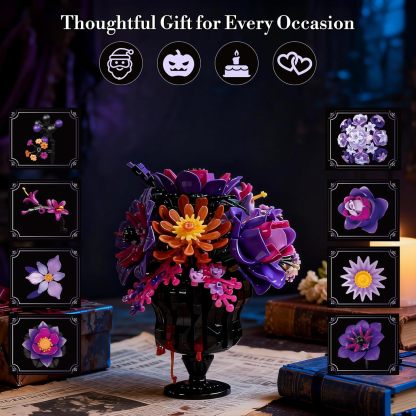 Elegant Purple Botanical Bouquet Building Set | Lavender Bricks-wonderminiworld