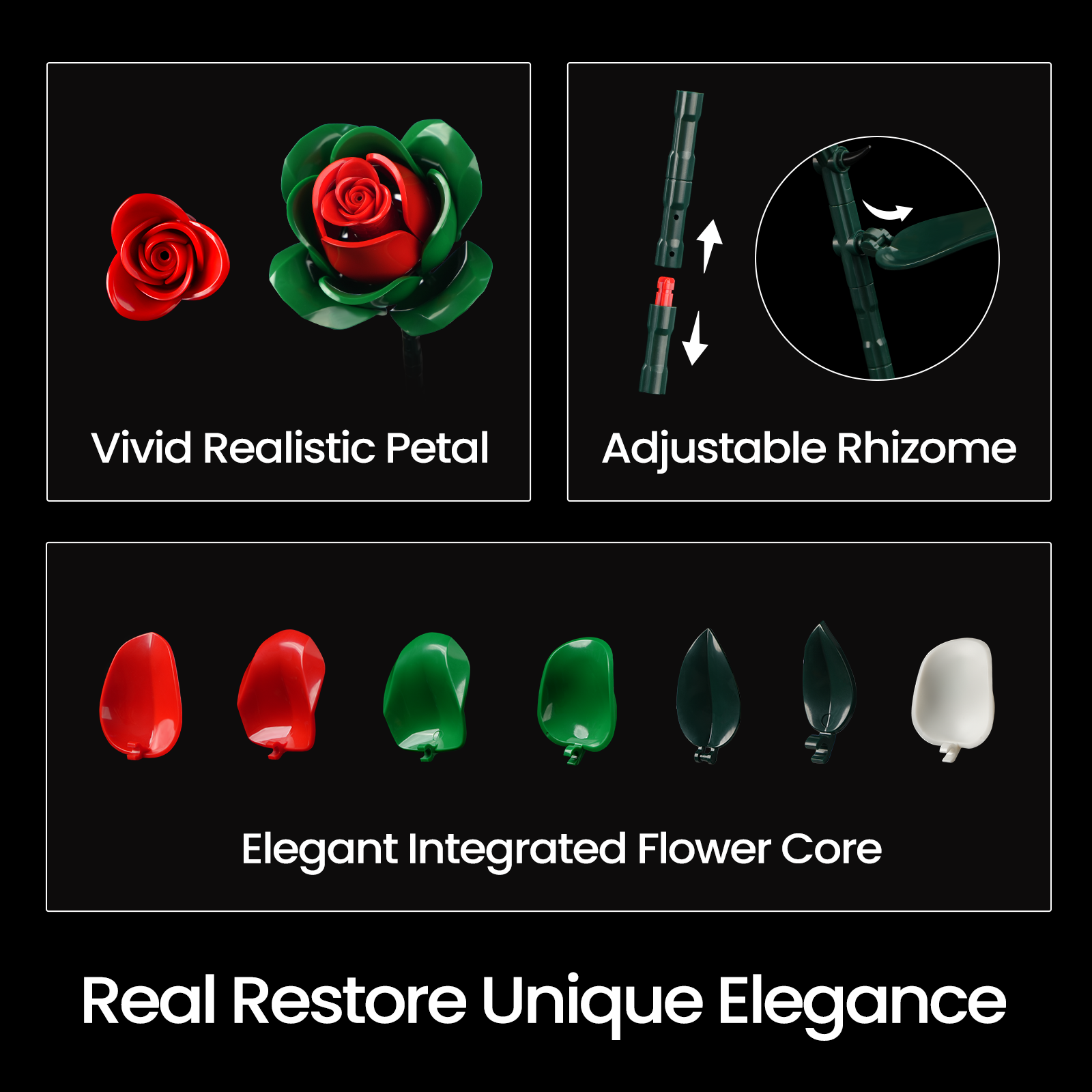 Rose Brick Bouquet Building Block Set for Home Decor