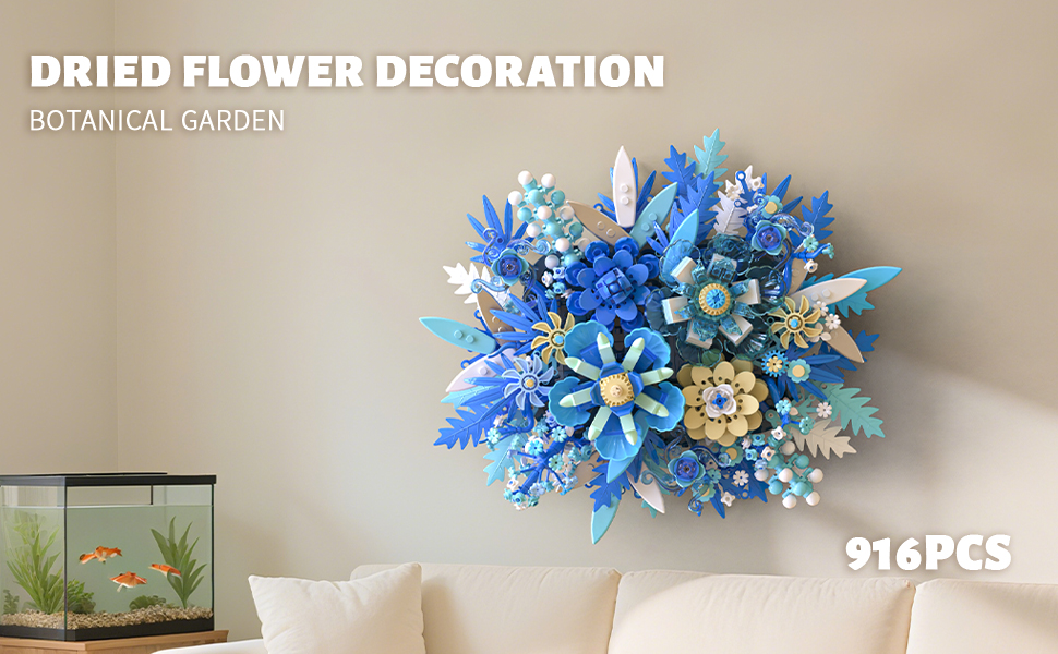 Starry Flower Sea Bouquet building set with blue floral brick bouquet design