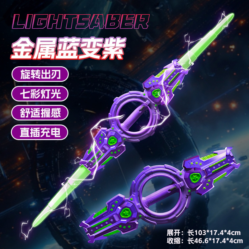 Fire Whirl Sword Glowing Sword Retractable Double-Blade Laser Sword Children's 2025 New Toy Boys TikTok Hot Item Internet Celebrity-北京欧布科技有限公司