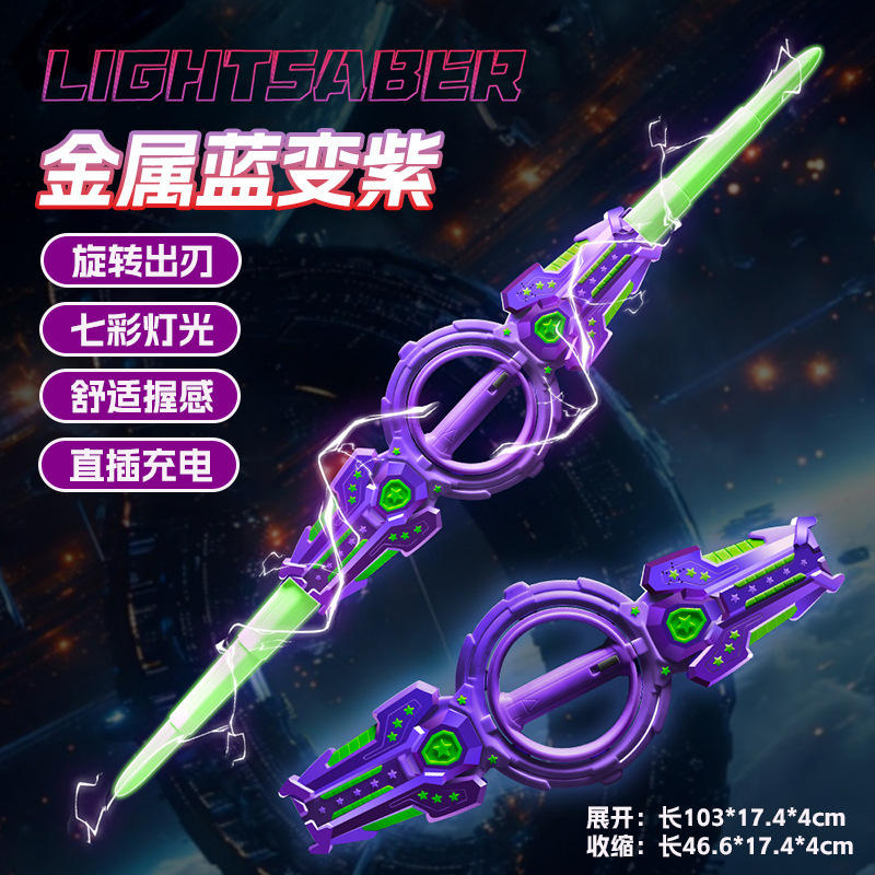 Fire Whirl Sword Glowing Sword Retractable Double-Blade Laser Sword Children's 2025 New Toy Boys TikTok Hot Item Internet Celebrity-北京欧布科技有限公司