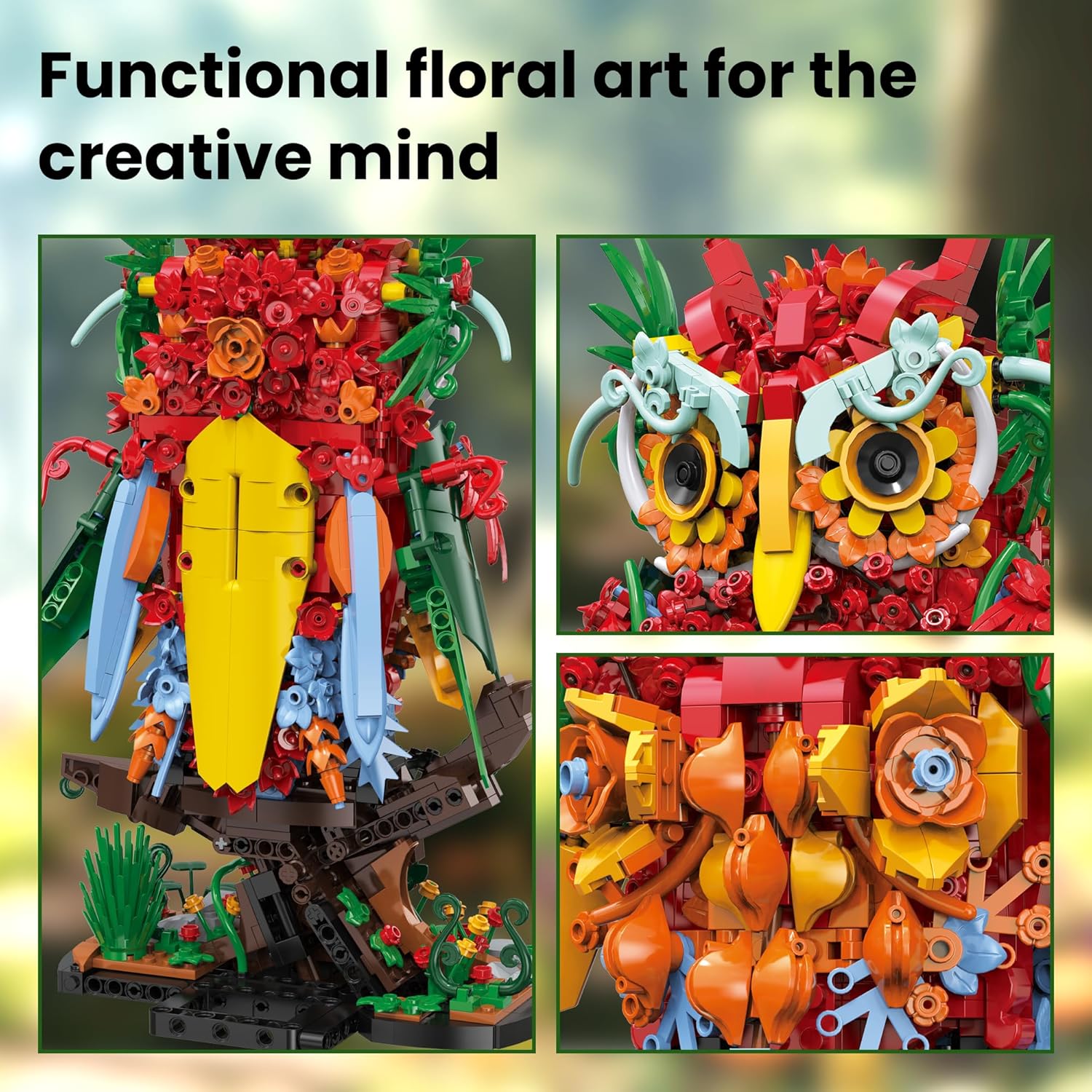 Enchanted Owl & Flower Bouquet Building Kit - Botanical Collection for Adults-wonderminiworld