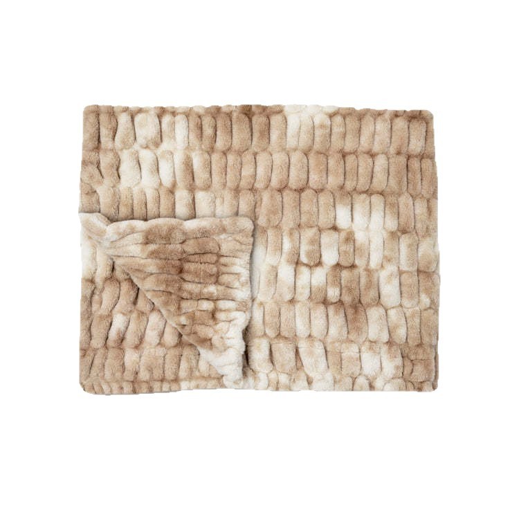 Iris Style Autumn Winter Tie-Dye Faux Rabbit Fur Blanket Ultra Soft Nap Leisure Blanket Simple Sofa Blanket Throw Blanket Light Luxury