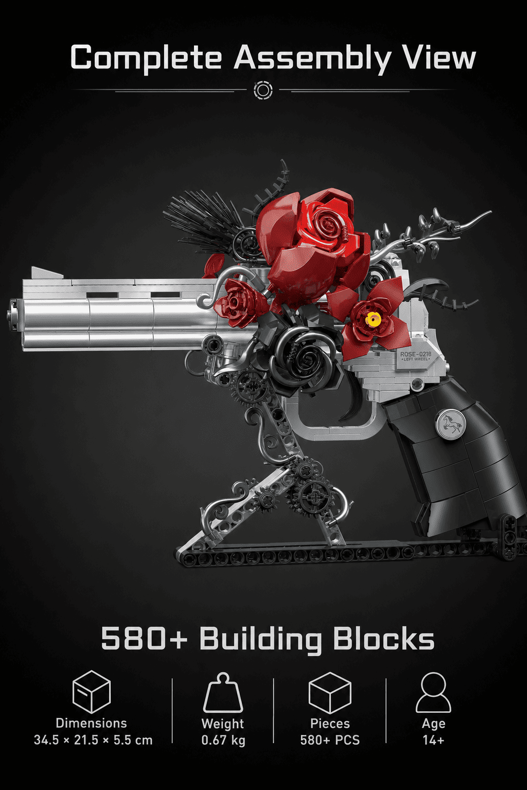 Floral Revolver Building Blocks Set | Gothic Rose Brick Decor