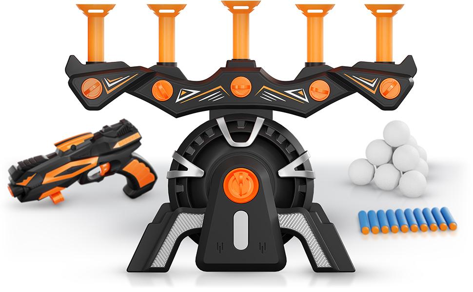 Hover Shot floating target game with a five-position base, dart blaster, soft darts and hover balls