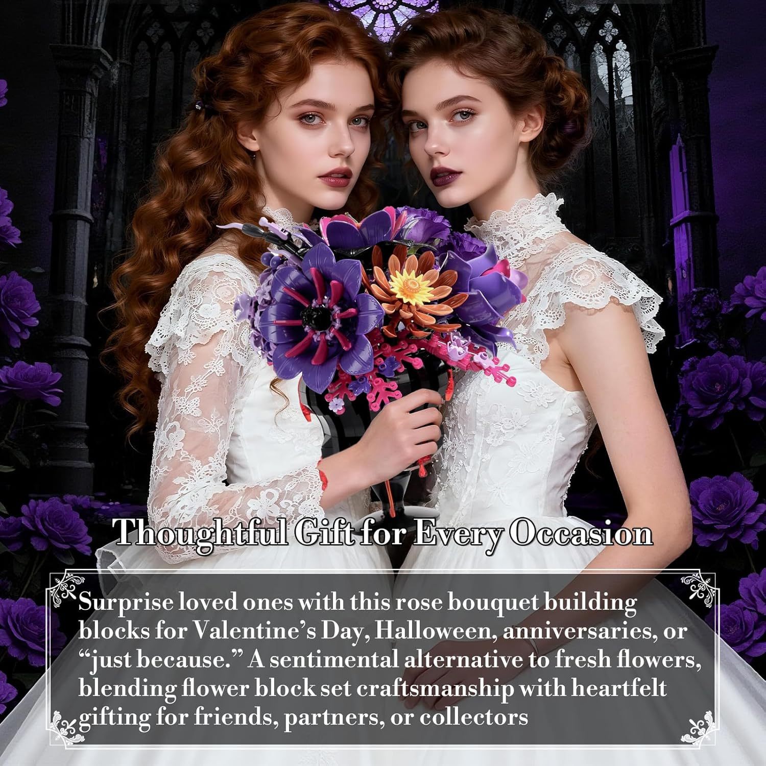 Elegant Purple Botanical Bouquet Building Set | Lavender Bricks-wonderminiworld