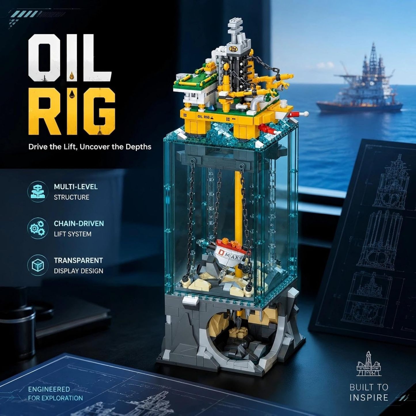 Semi-Submersible Drilling Platform Building Set | 1,064 Pieces