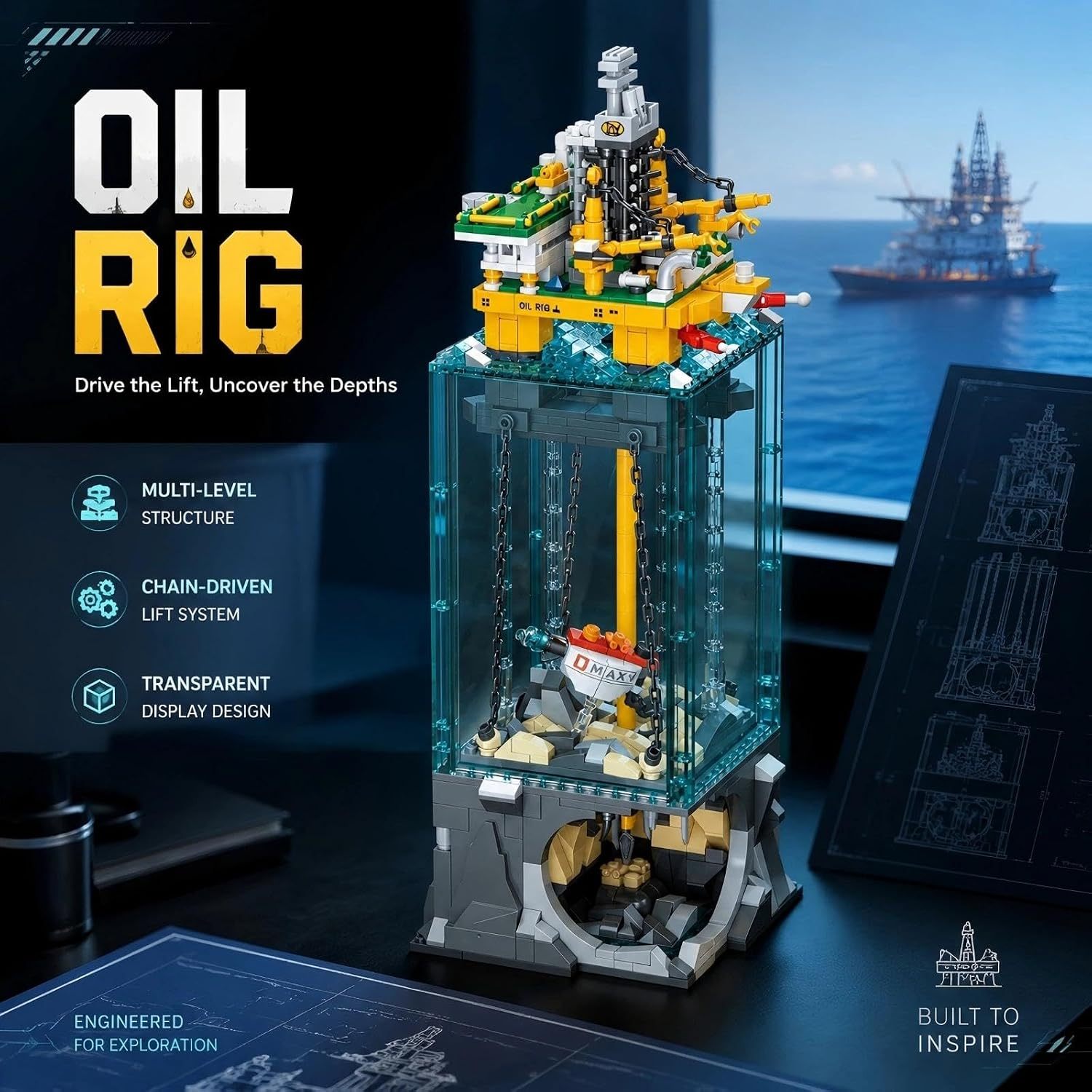 Semi-Submersible Drilling Platform Building Set | 1,064 Pieces