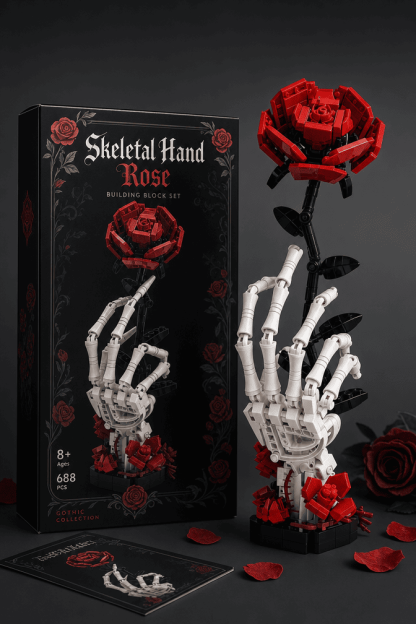 Gothic Skeleton Hand & Rose Brick Set