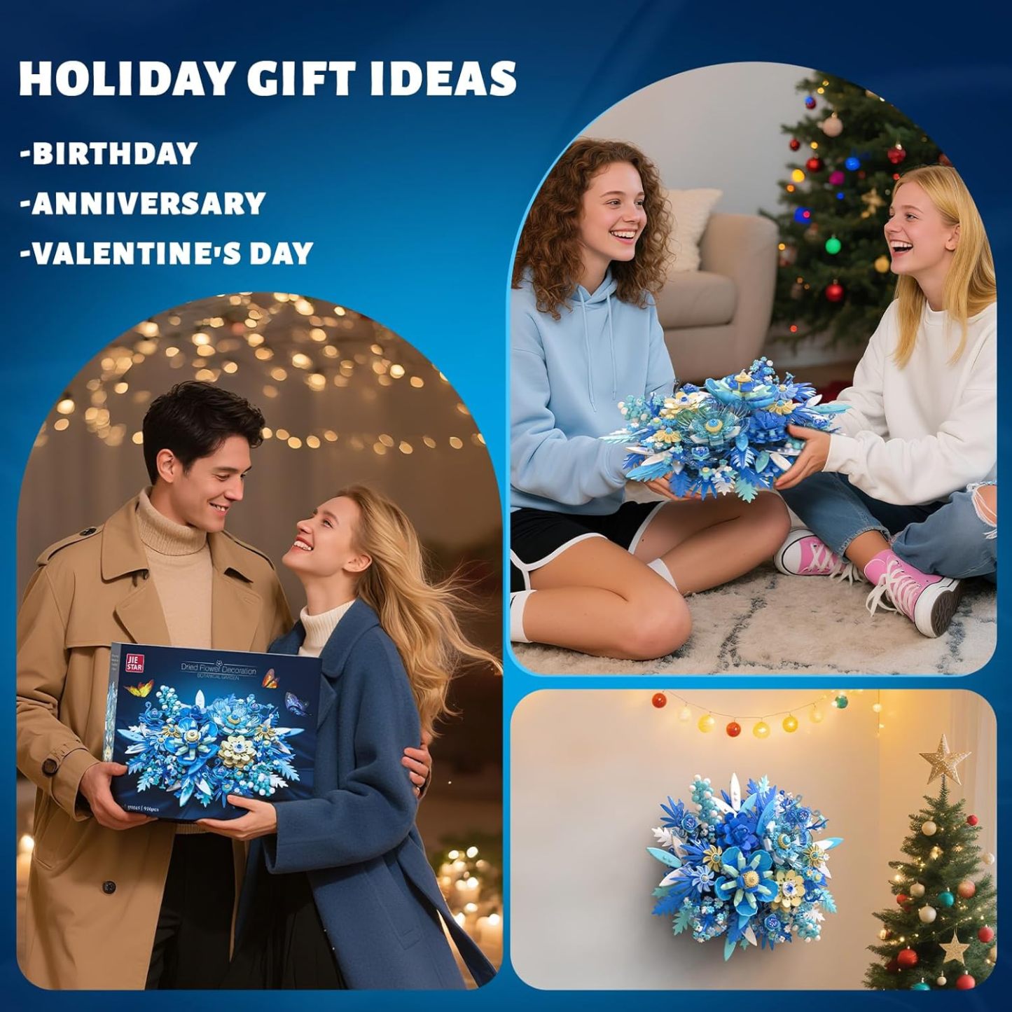 Blue Flower Bouquet Building Set – 917 Pcs