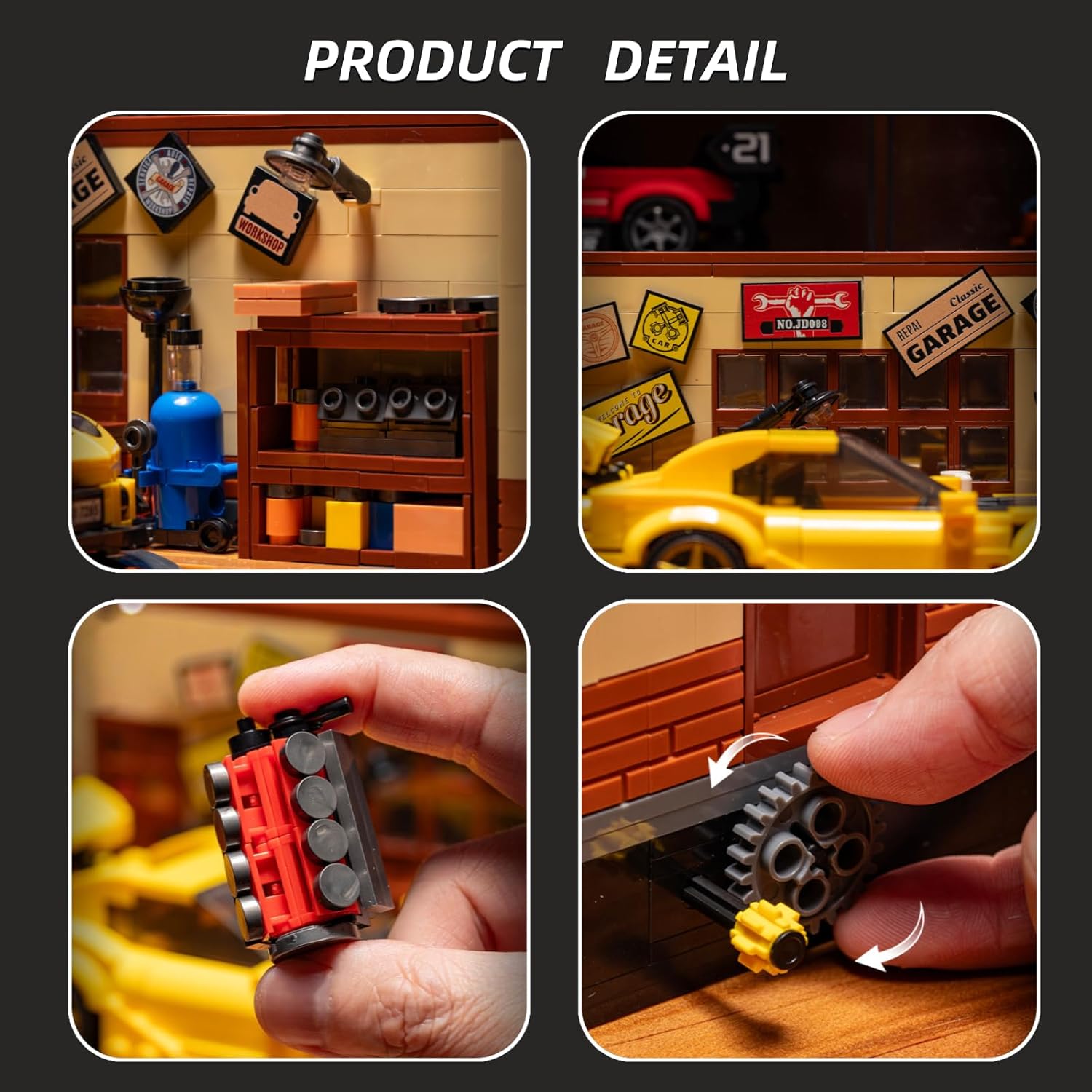 Retro Garage Building Set for 8-Stud Car Models | 750 Pieces