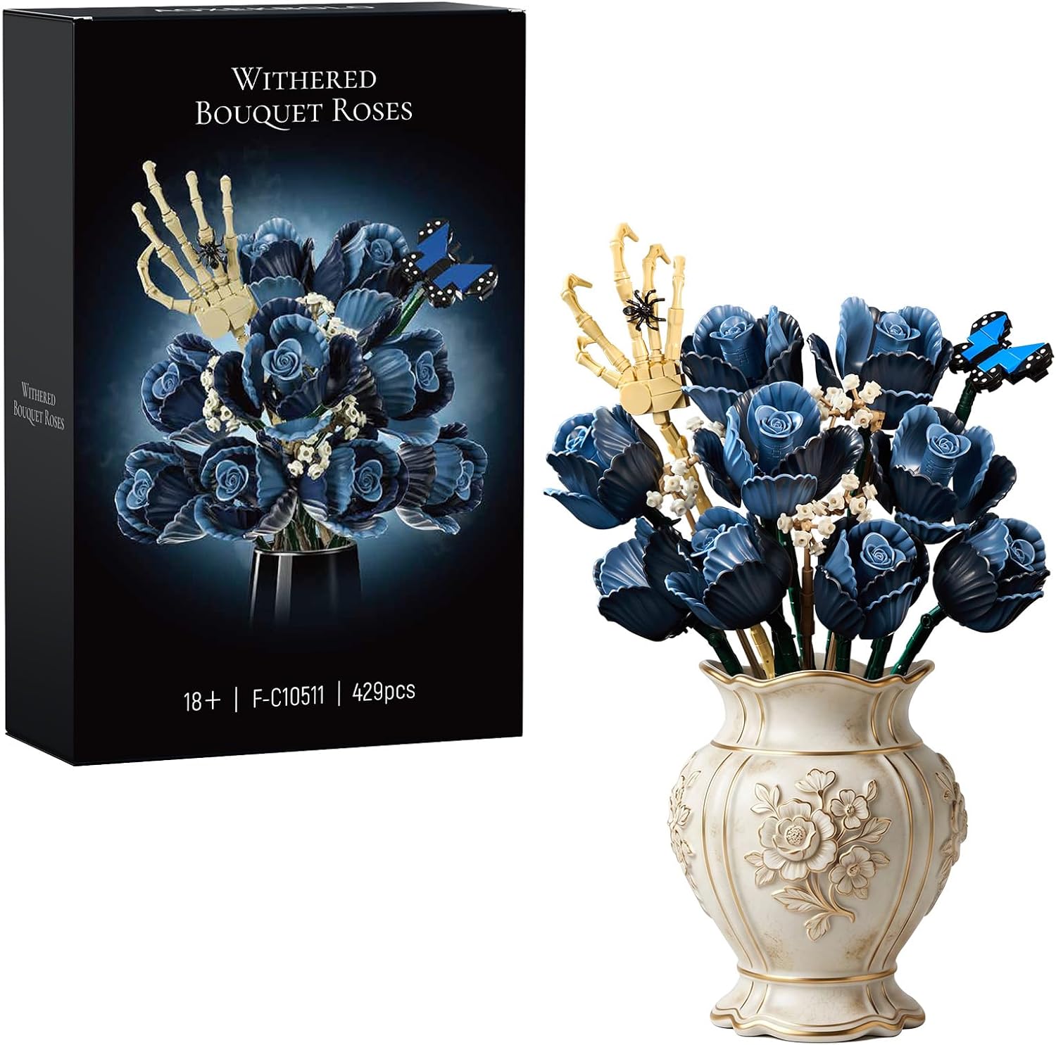 Gothic Blue Rose Bouquet Building Set