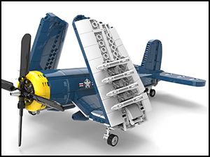 Foldable wings on F4U Corsair building block airplane model