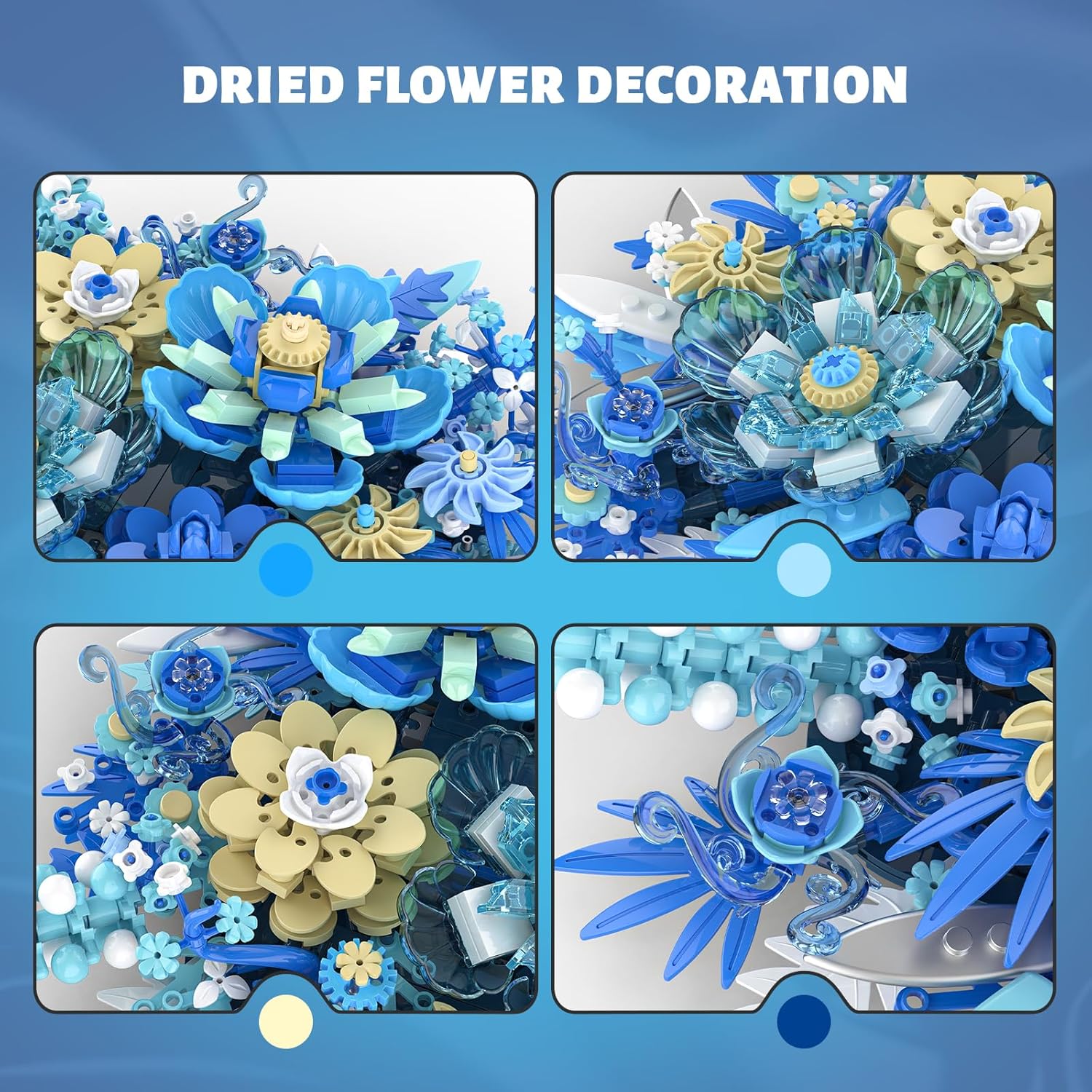 Blue Flower Bouquet Building Set – 917 Pcs