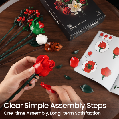 Rose Brick Bouquet Building Block Set for Home Decor