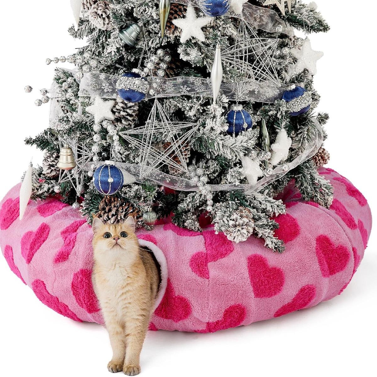 Cozy Washable Cat Tunnel Bed with Cushion - Foldable Pet Play & Sleep Cave-北京欧布科技有限公司