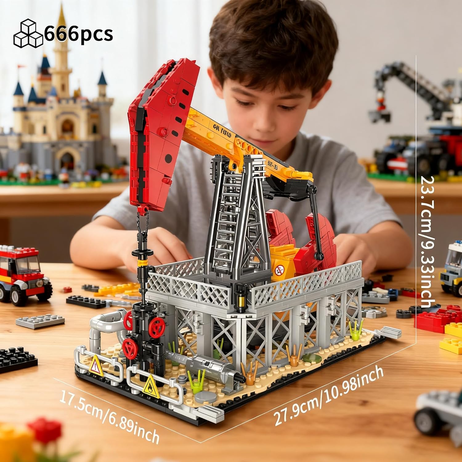 Oil Pump Jack Building Set | 666-Piece Oilfield Model Kit