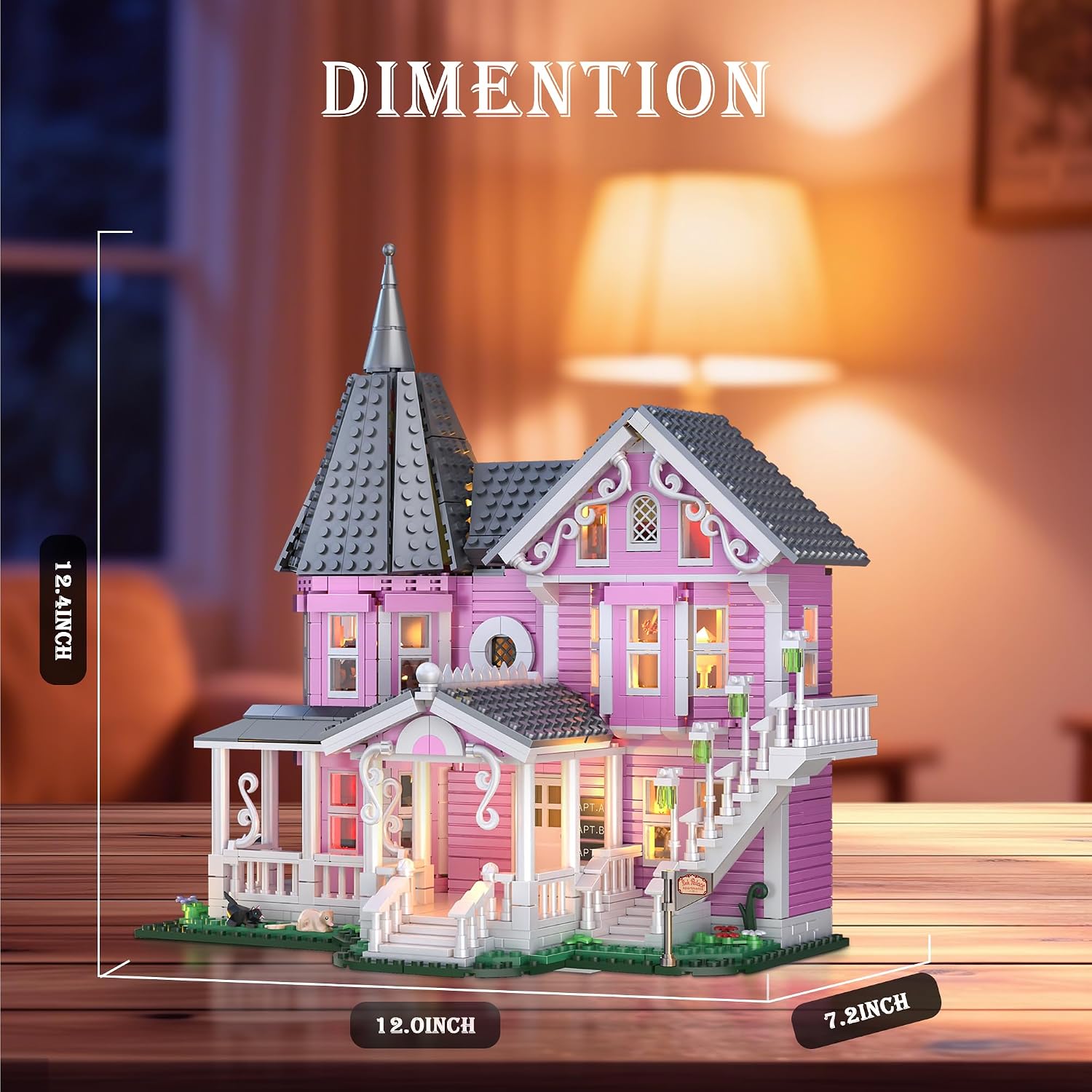 Pink Palace Haunted House Building Set with Lights 