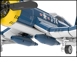 Large underwing fuel tank details on F4U Corsair warbird building block model