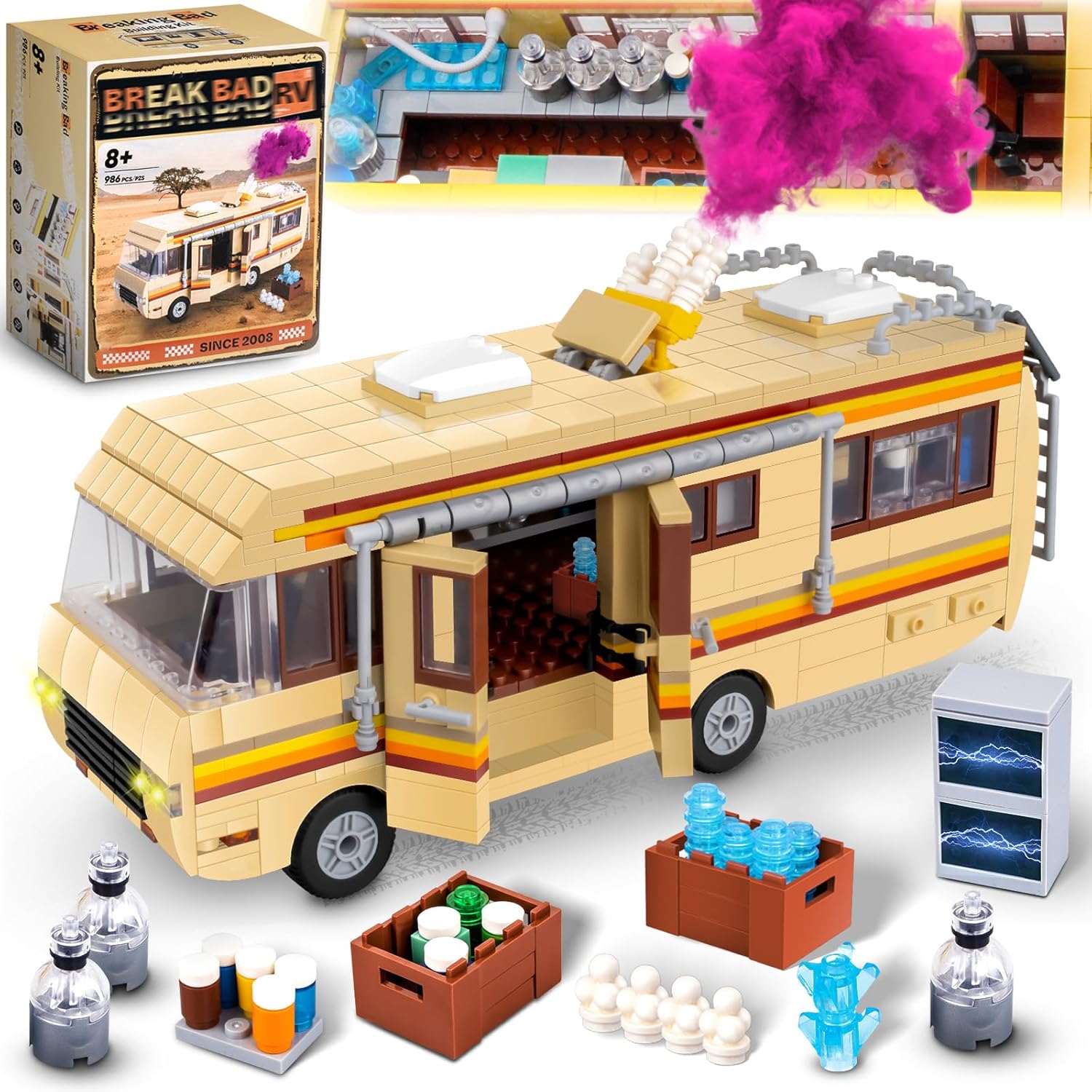 RV Camper Van Building Set – 986-Piece Desert Brick Kit | WonderMiniWorld