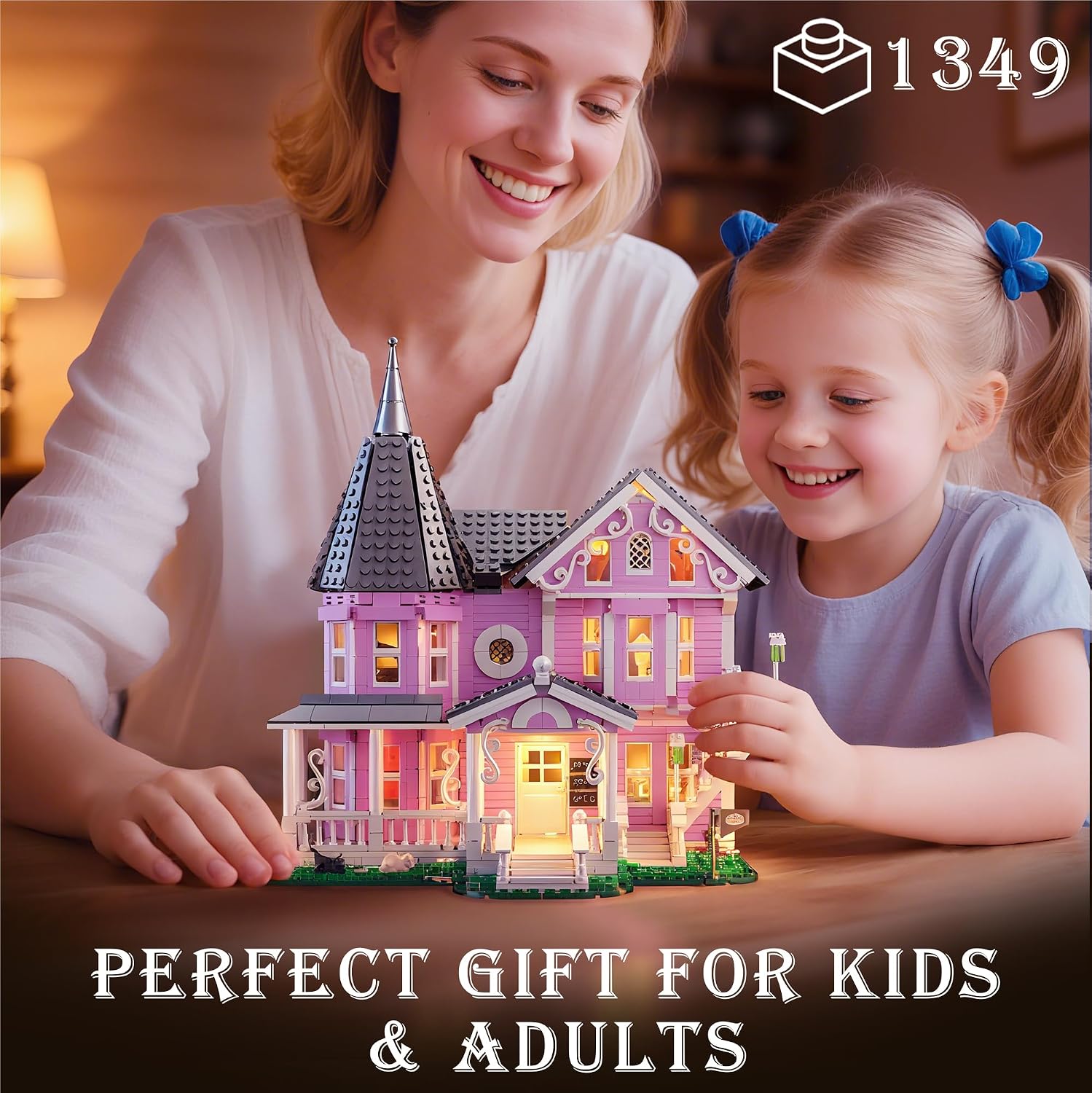 Pink Palace Haunted House Building Set with Lights 