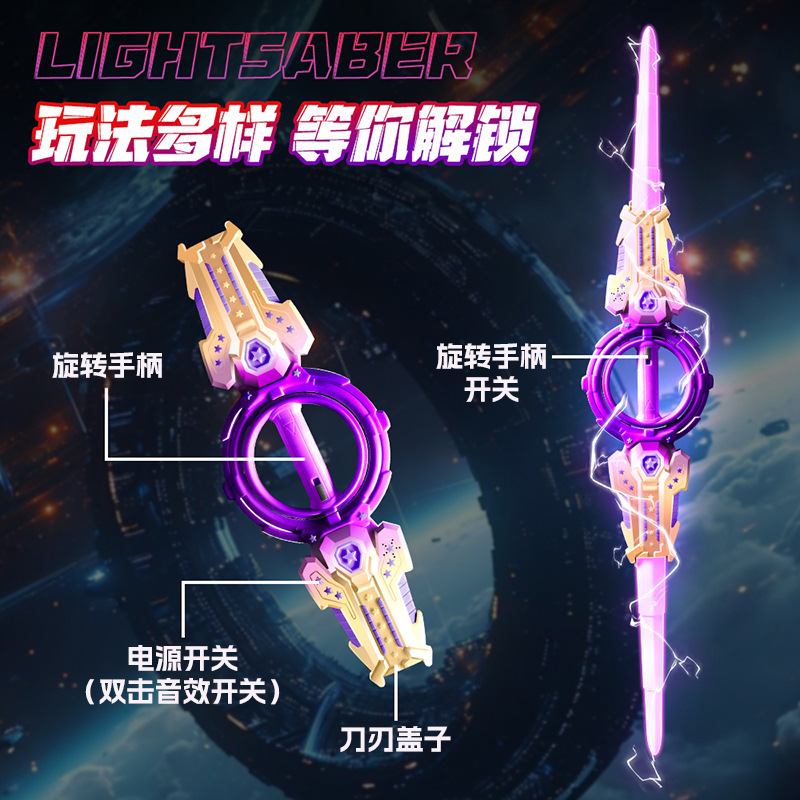 Fire Whirl Sword Glowing Sword Retractable Double-Blade Laser Sword Children's 2025 New Toy Boys TikTok Hot Item Internet Celebrity-北京欧布科技有限公司