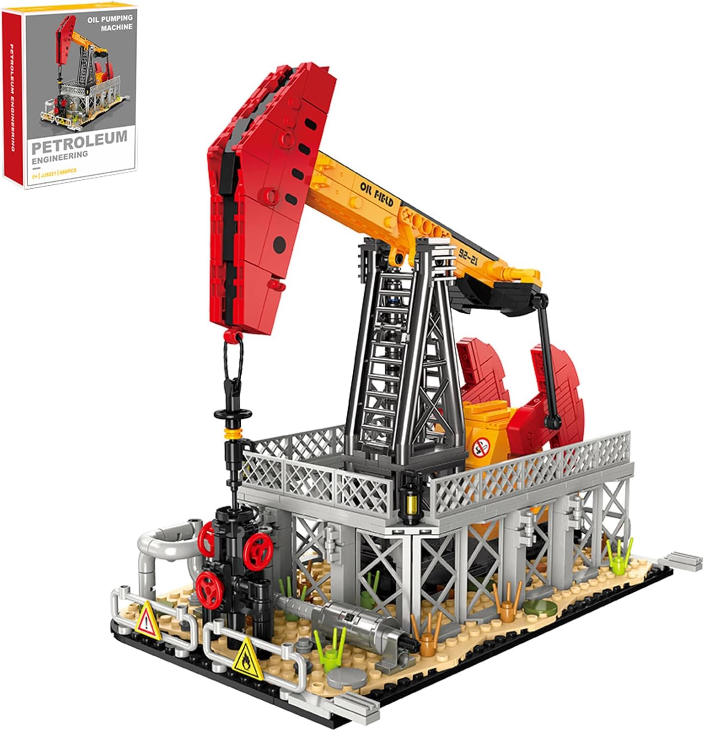 City Gas Station Building JJ9223 Set, 743pcs Modular Chemical Plant Bricks Kit with Storage Tank & Lab, Compatible with Lego City, MOC Display Model for Adults & Kids Age 6+