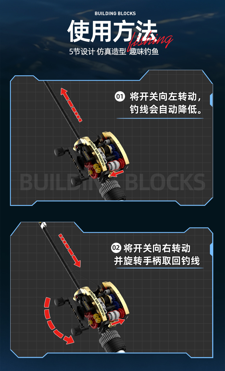 Illustrated assembly and use guide for the fishing rod building set