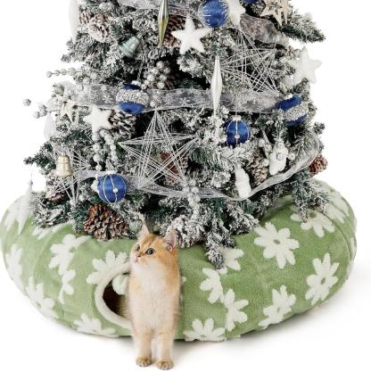 Cozy Washable Cat Tunnel Bed with Cushion - Foldable Pet Play & Sleep Cave-北京欧布科技有限公司